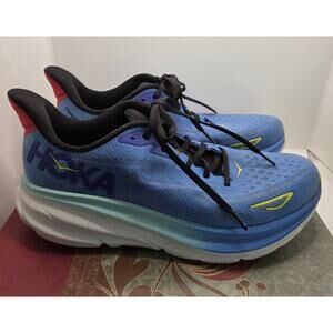 Hoka One Clifton 9 Virtual Blue Yellow Athletic Running Shoes Mens Size 11D